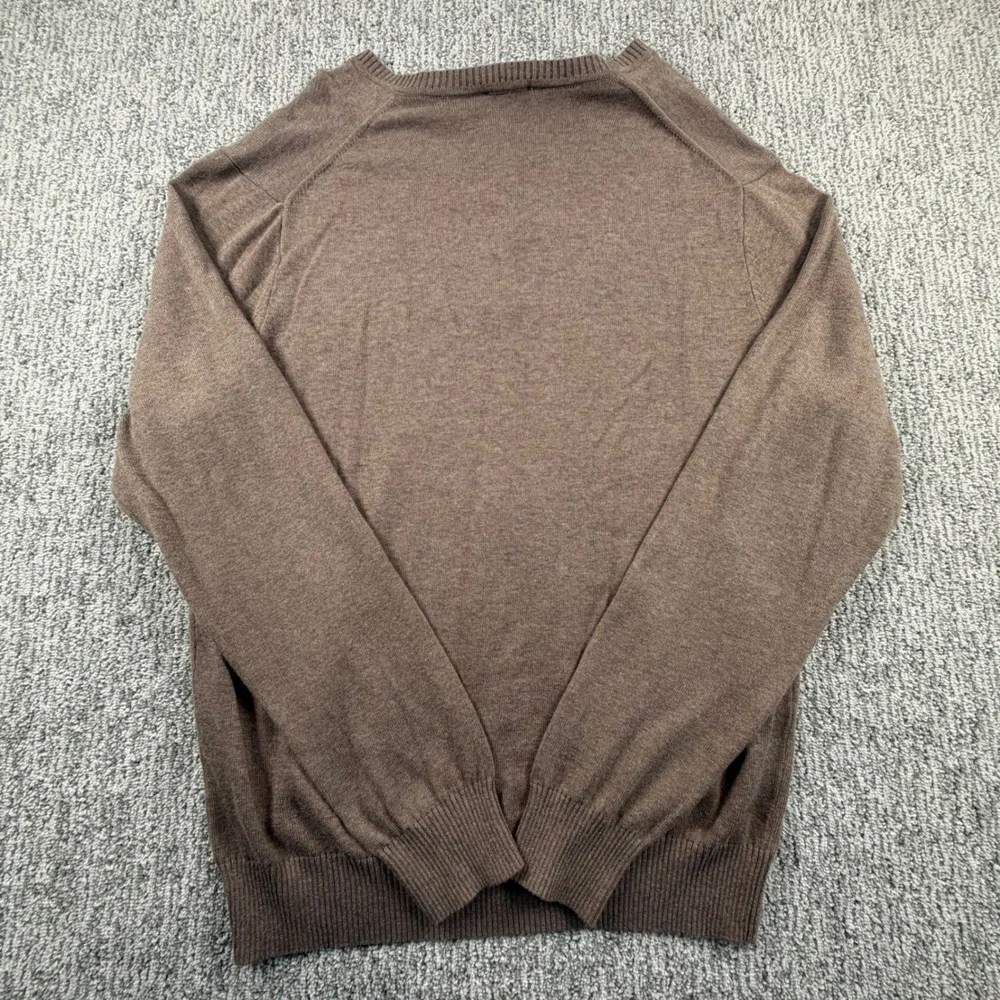 NEW Jos A Bank Sweater Mens Large Brown Traveler Pima Cotton V-Neck Pullover